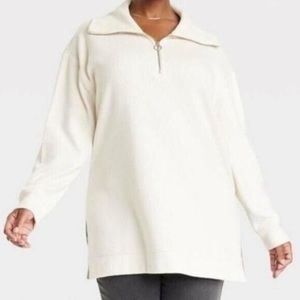 Ava&Viv Women’s 3X quarter zip funnel neck sweater NWT